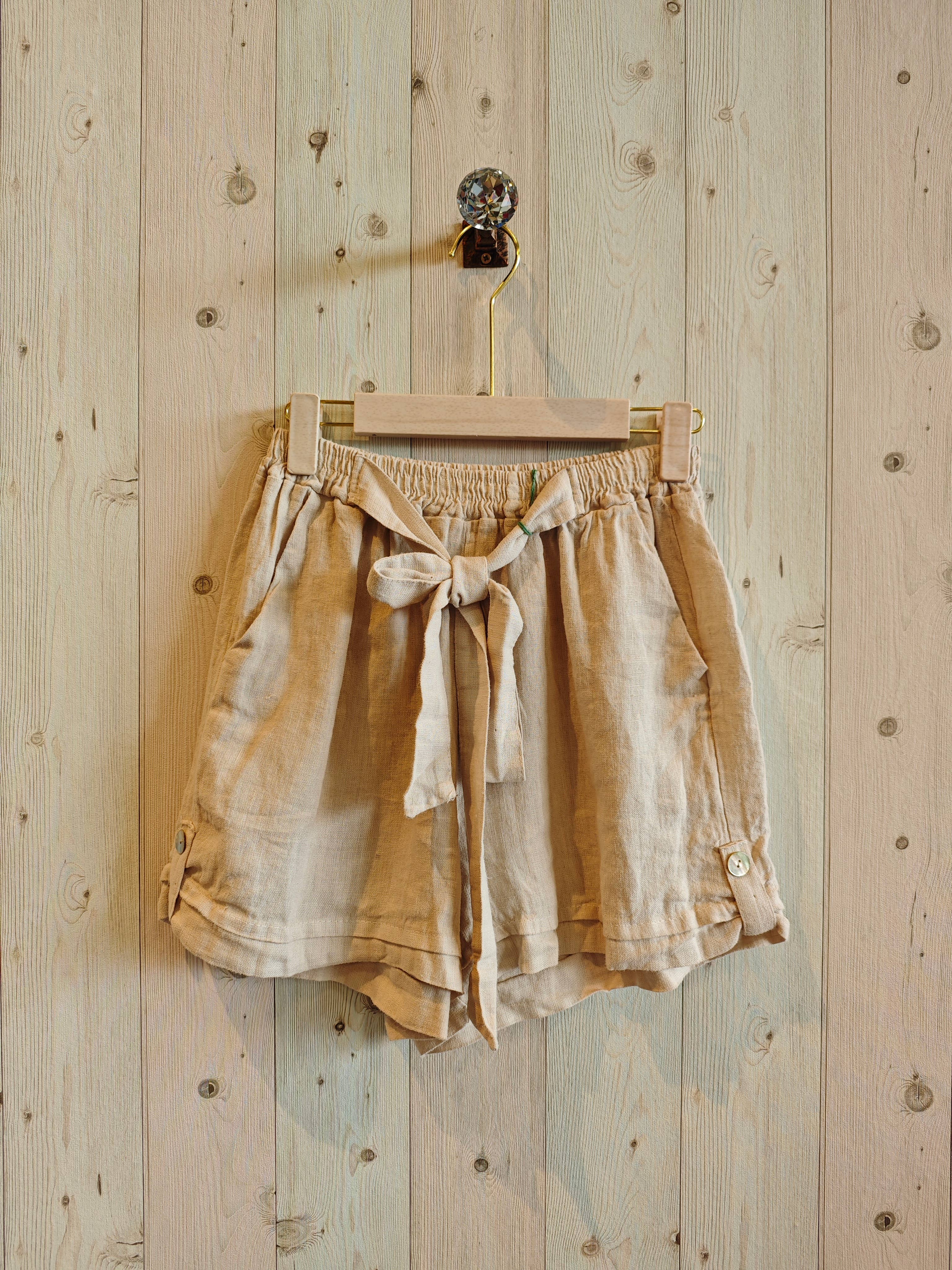 REF 6385 100% LINEN RIBBON SHORTS