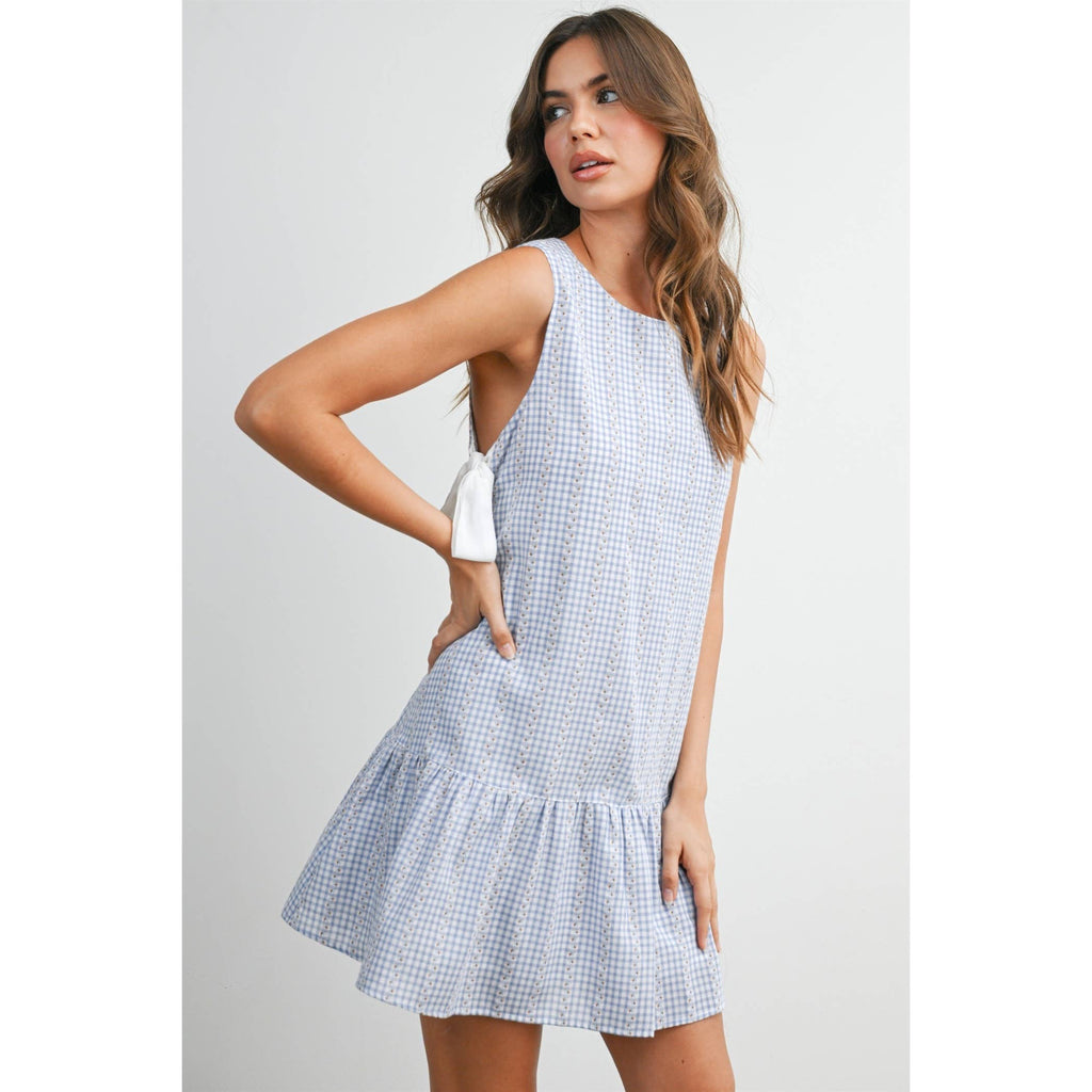 Side-Tie Gingham Flounce Dress - BMD8202