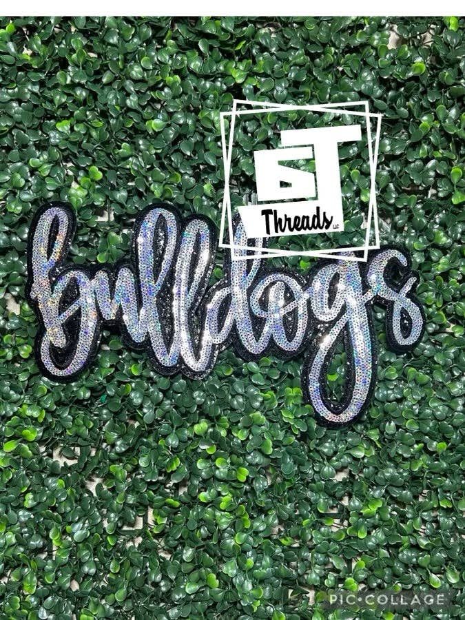 Cursive Sequin Bulldogs....Patches Only