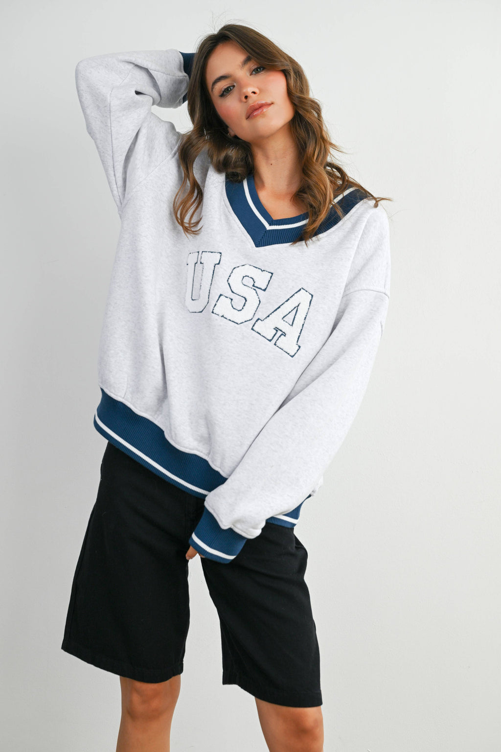 Crew Neck Graphic Long Sleeve Top - BMT7829