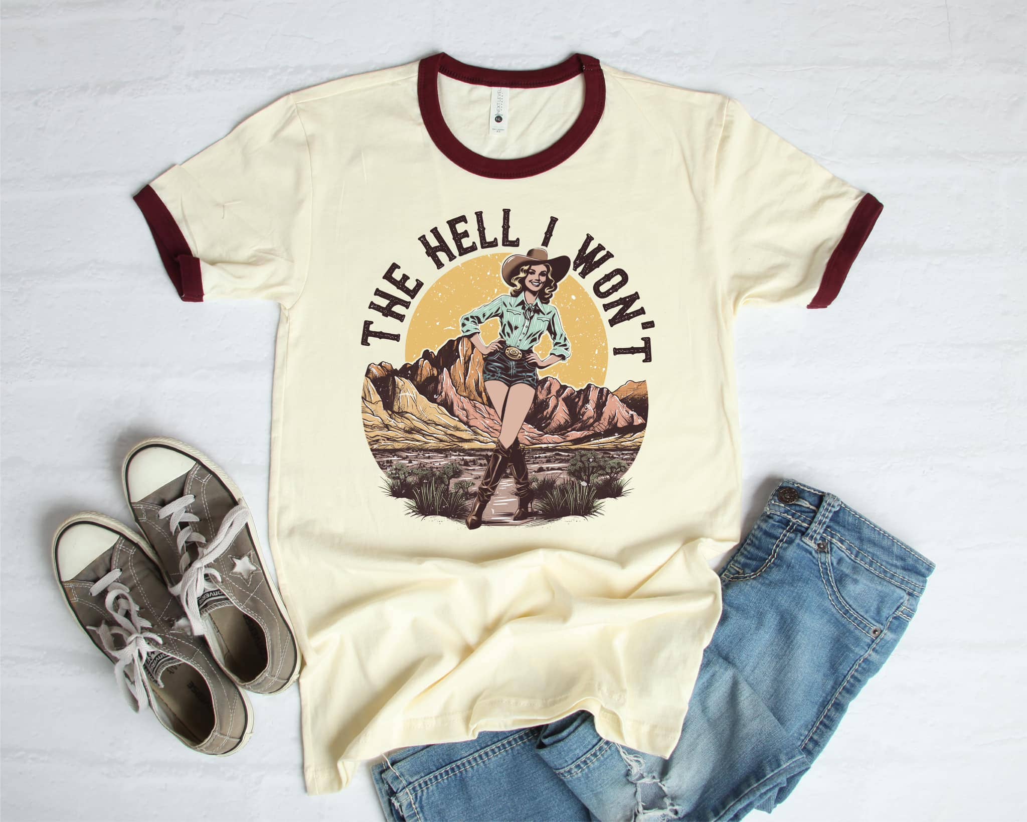 The Hell I Won't- Ringer Tee Red Ring