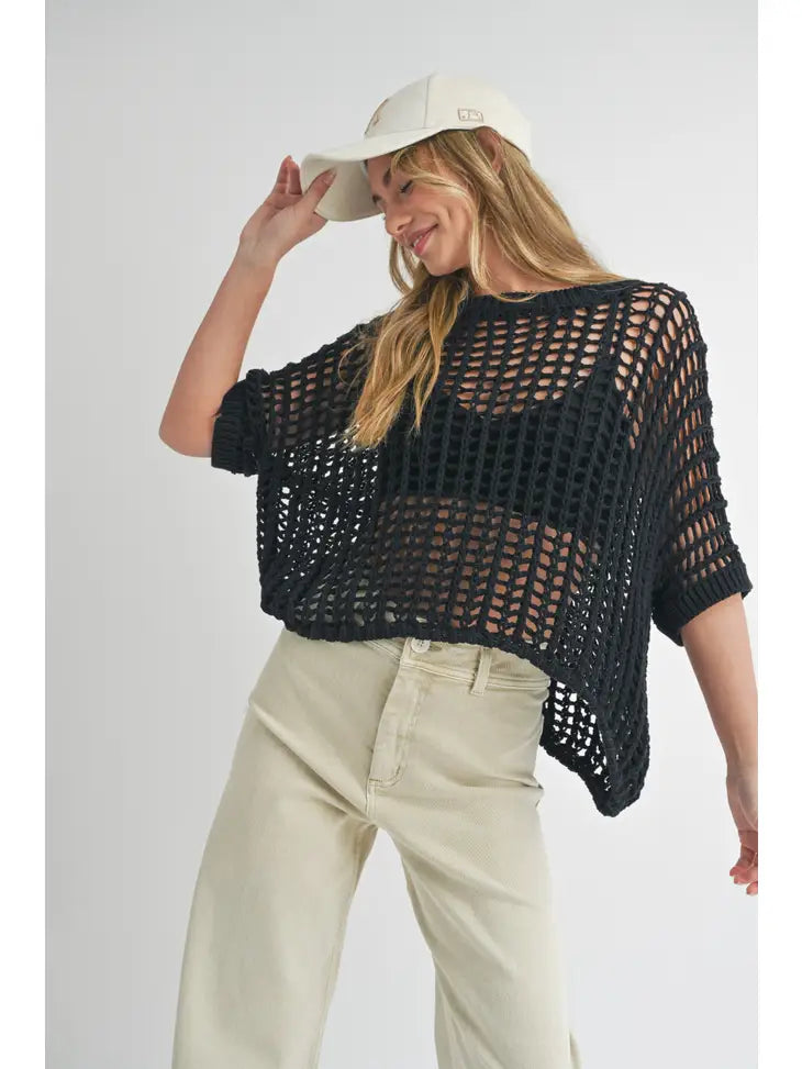 Talia Light Weight Net Patterned Knit Top