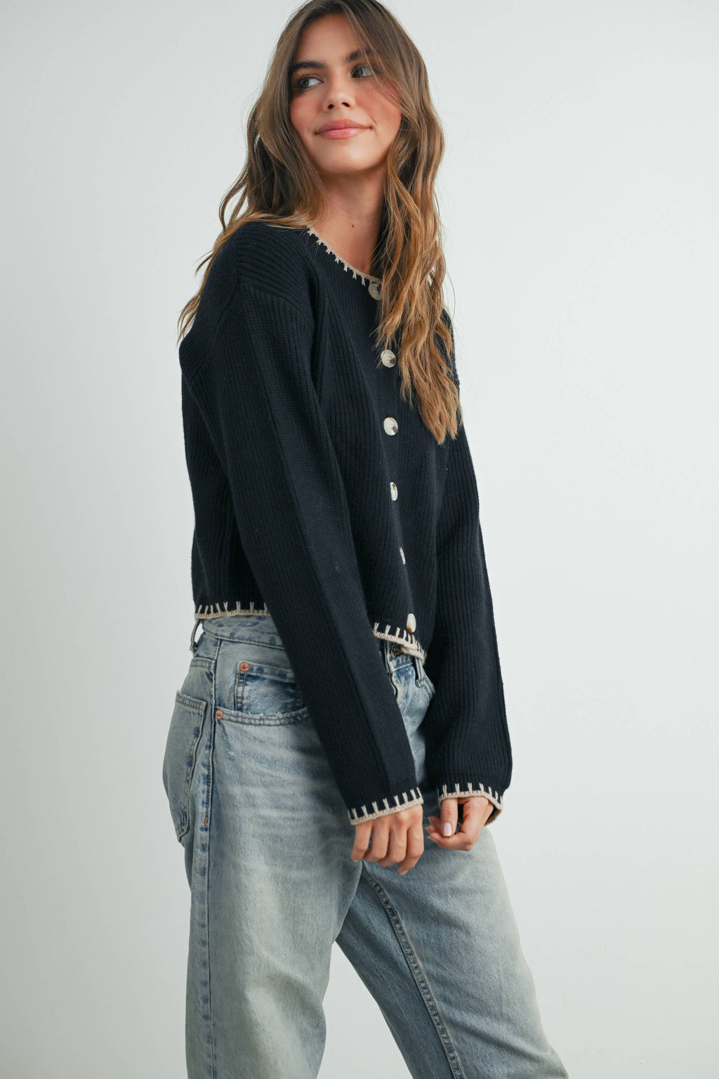 Women's Crewneck Cardigan Sweater - BMC7526