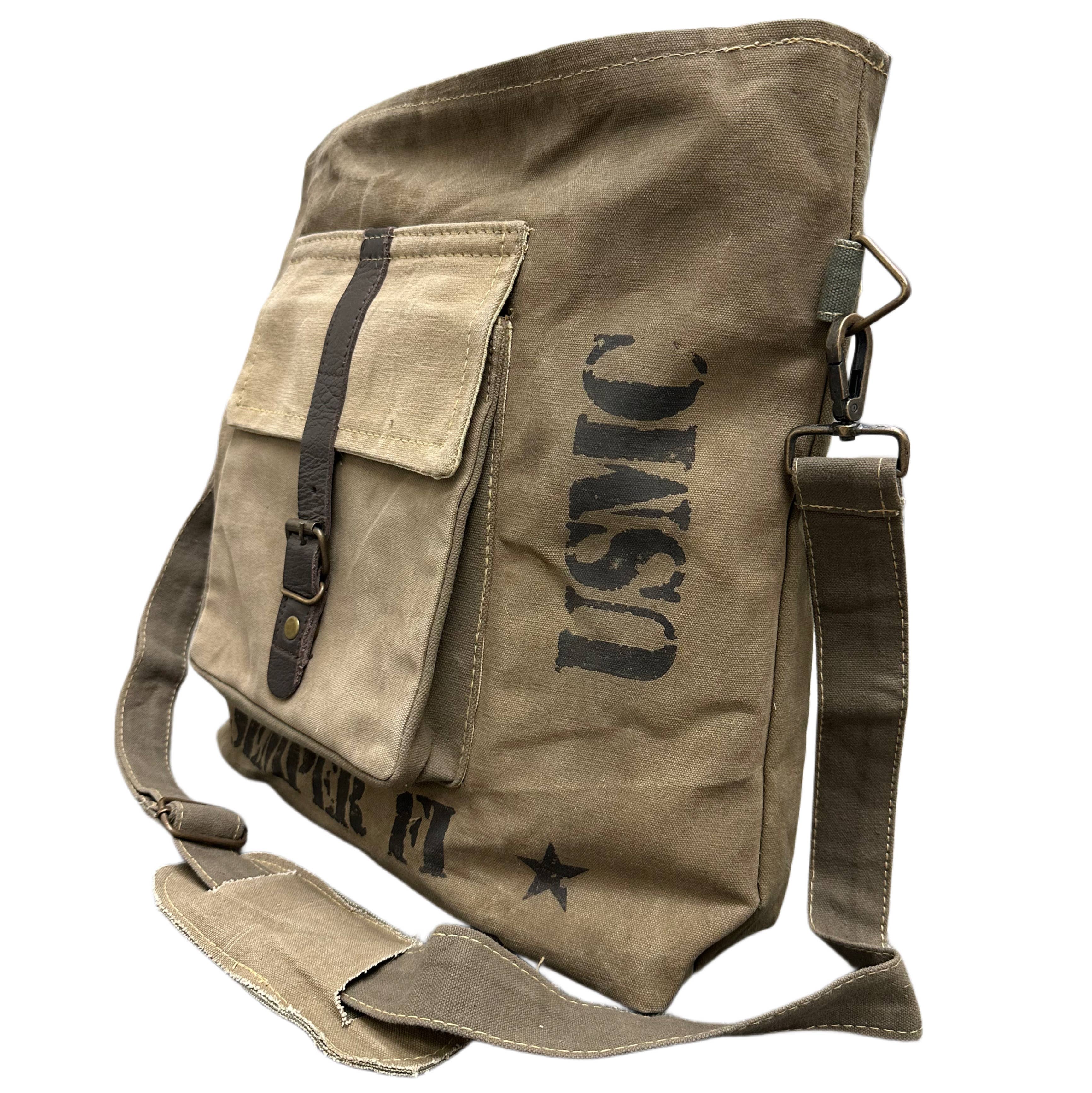 US Marines Unisex Recycled Military Tent Crossbody