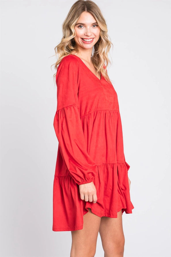 Riley Suede Tiered Holiday Dress