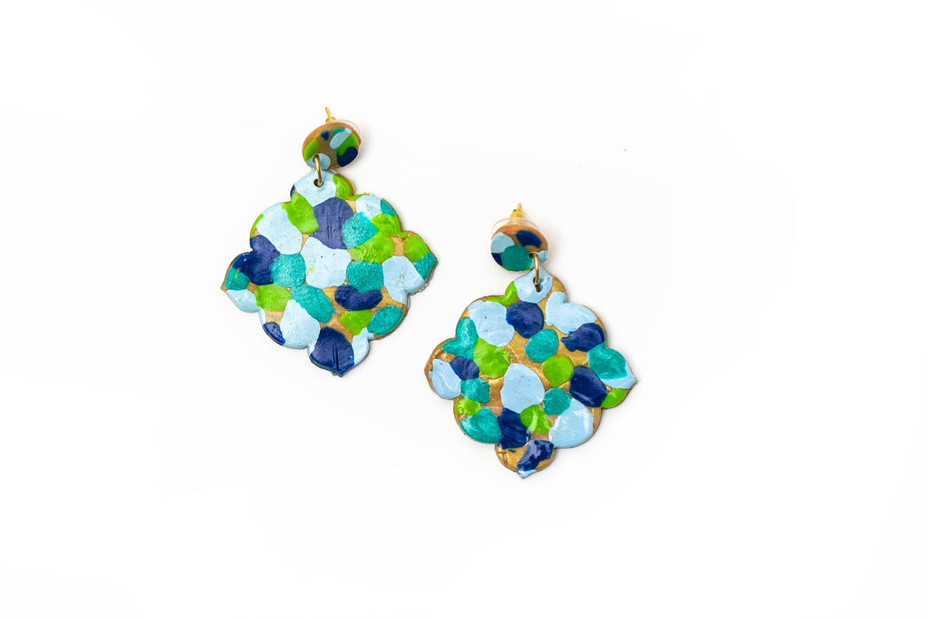 Multi-Blues Confetti Dangles