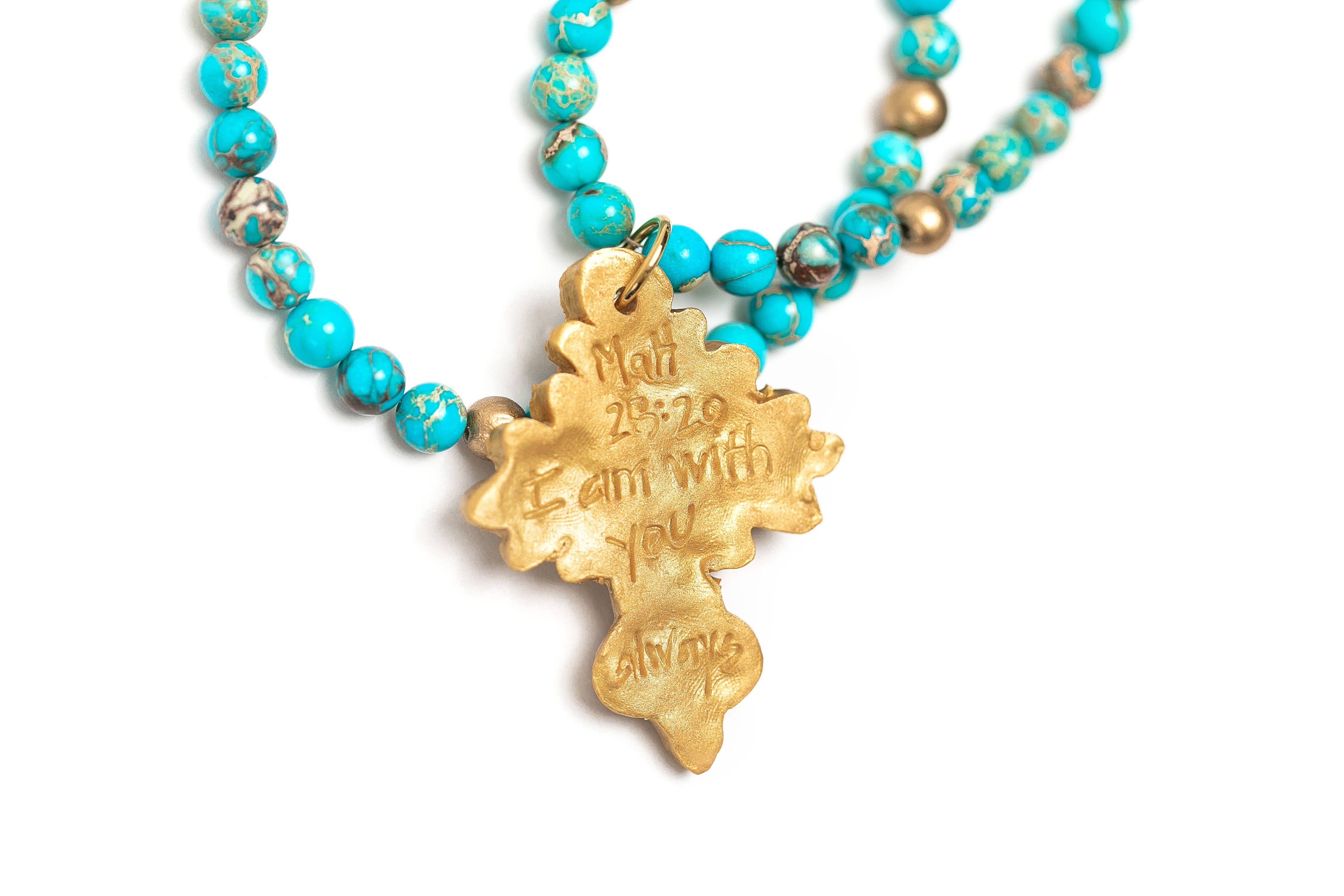 Turquoise Sea Sediment Jasper with Ellie Cross