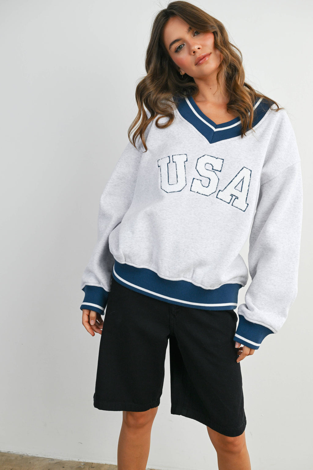 Crew Neck Graphic Long Sleeve Top - BMT7829