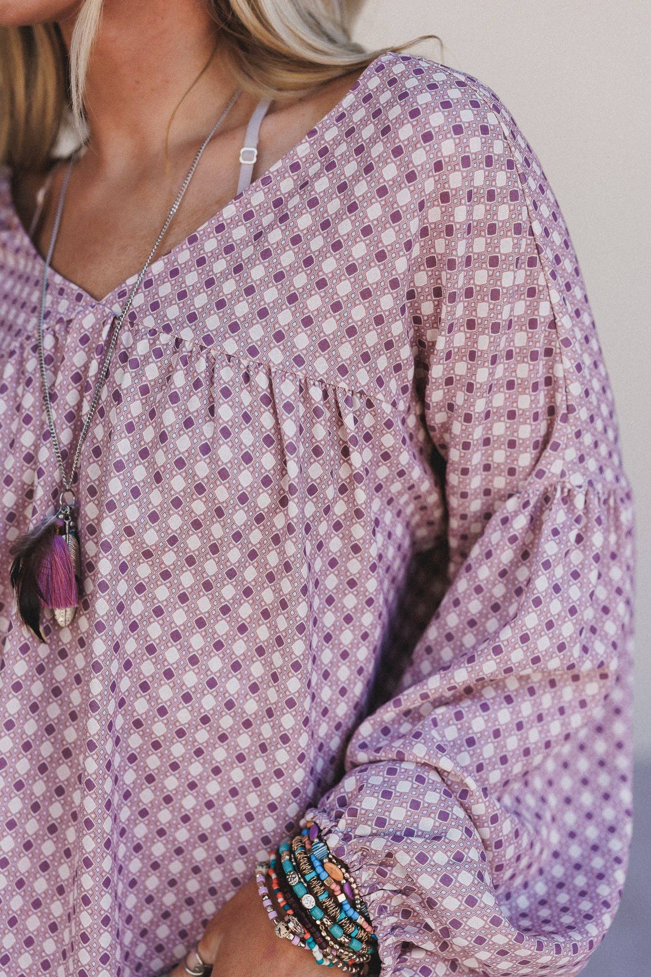 Kendrix Printed Top - Burgundy