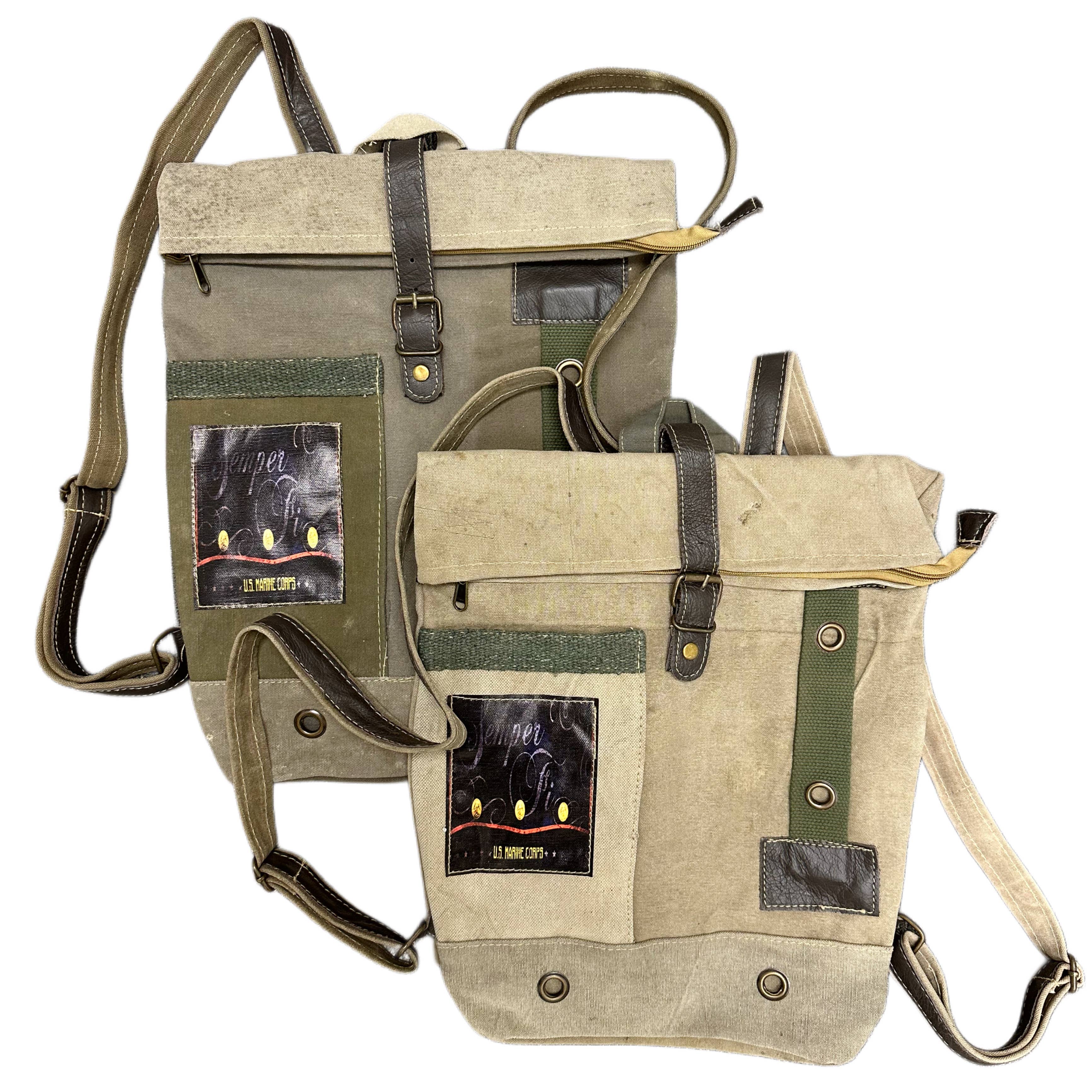 Recycled Military Tent Backpack - US MARINES