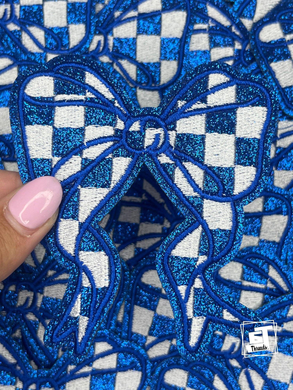 Glitter Checkered Bows...Cap Patch