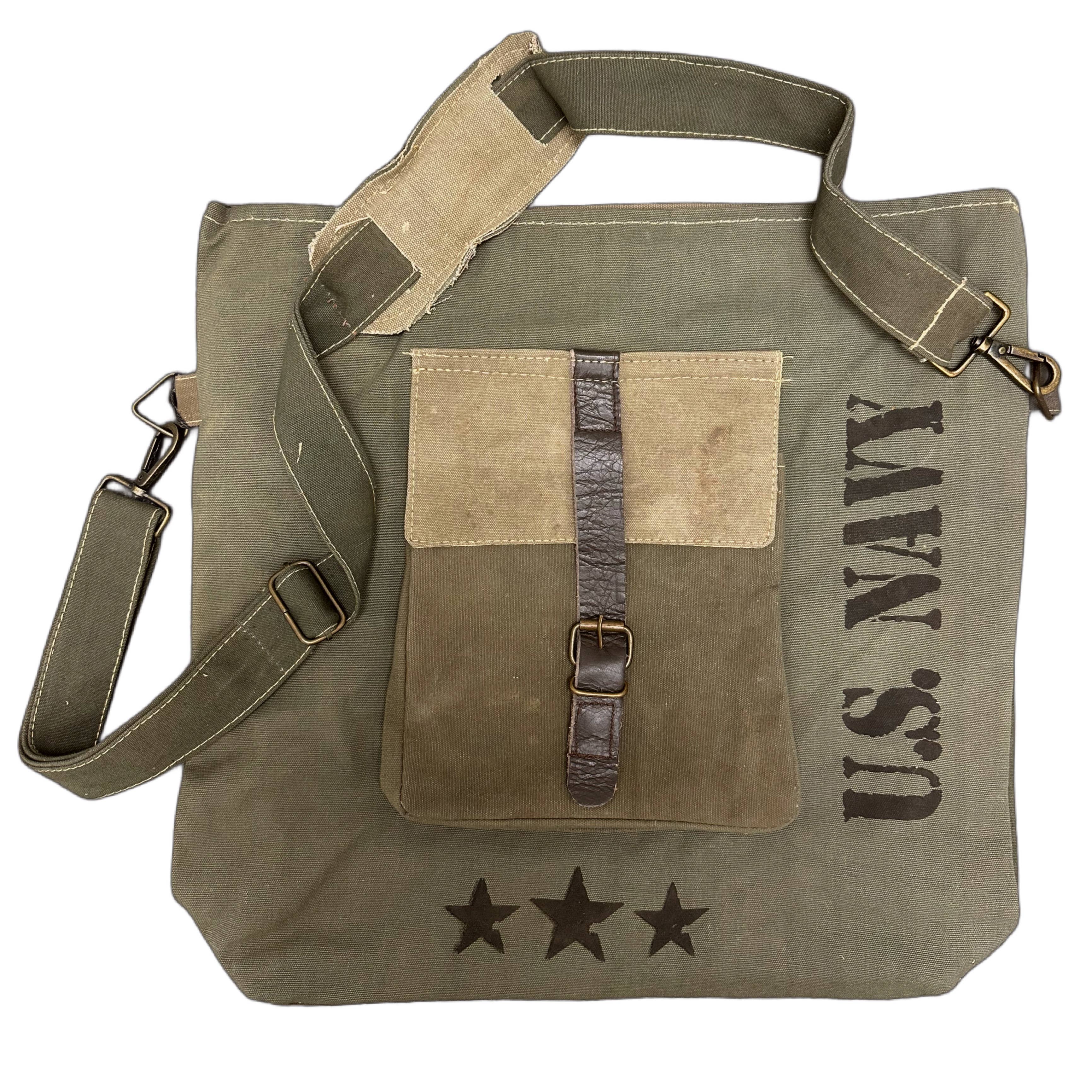 US Navy Unisex Recycled Military Tent Crossbody