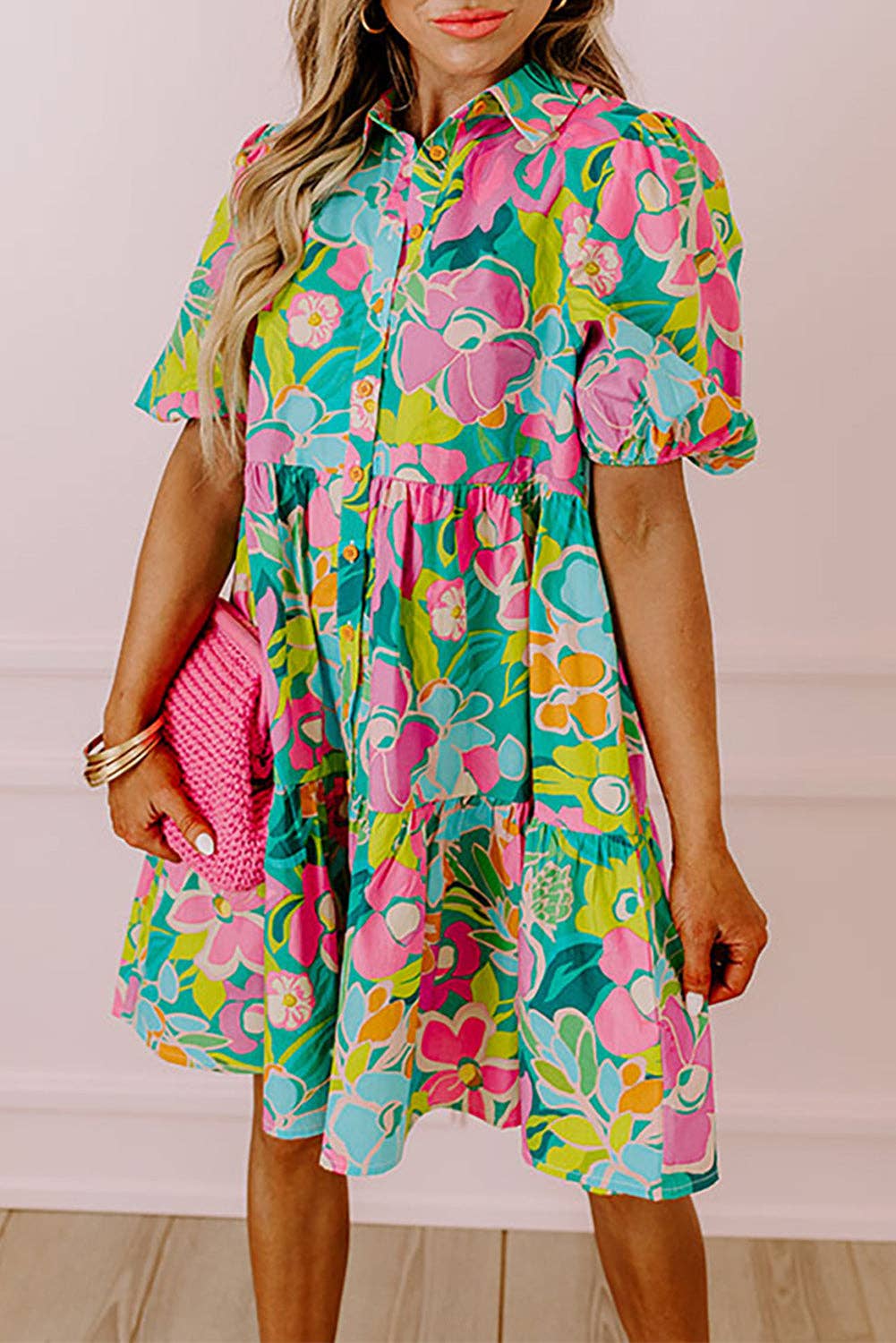 Floral Puff Sleeve Babydoll Dress