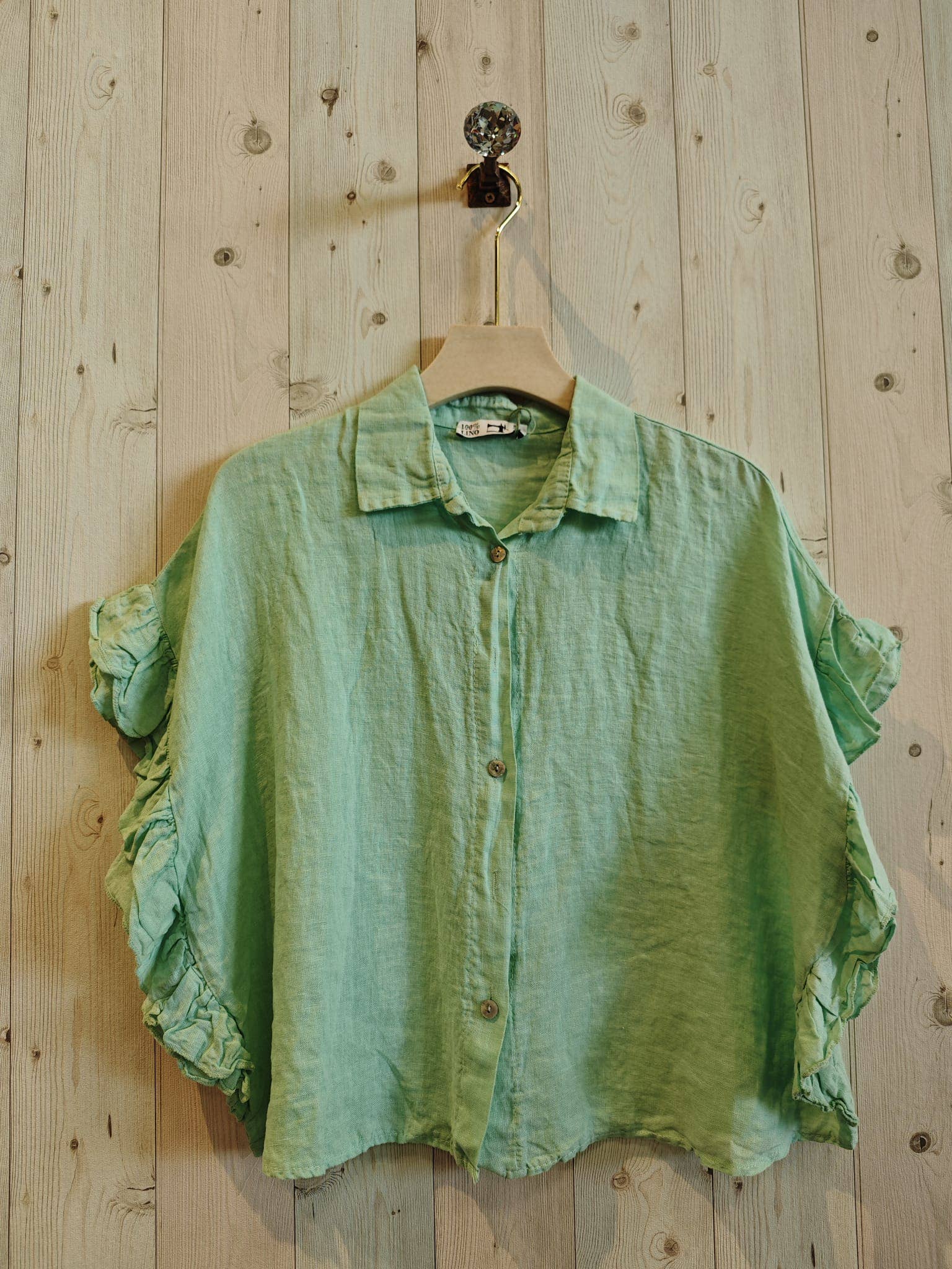 REF 20411 BLOUSE WITH RUFFLE SLEEVES 100% LINEN