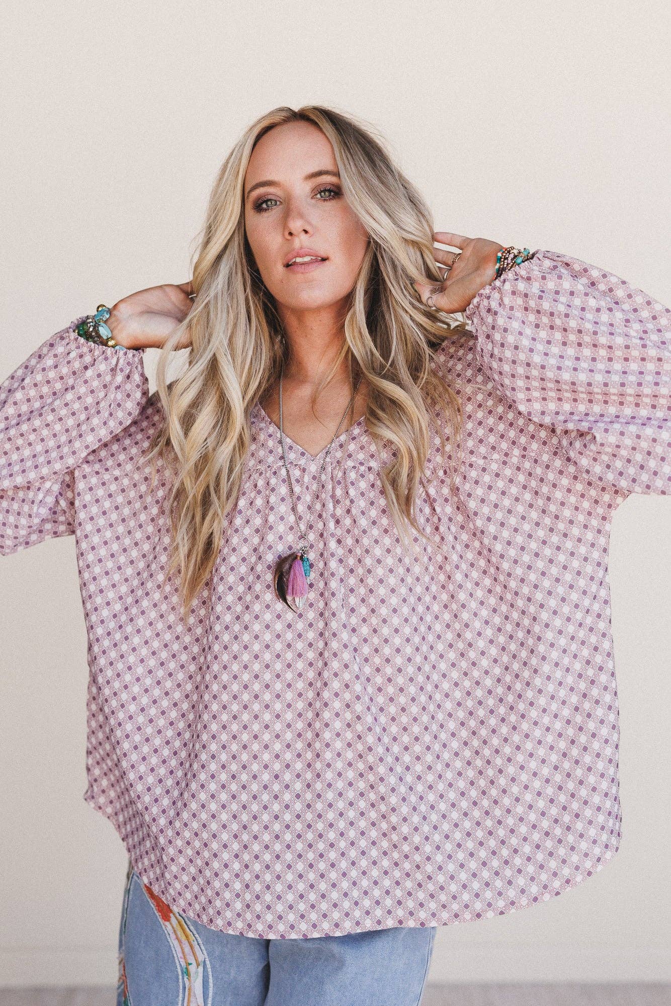 Kendrix Printed Top - Burgundy