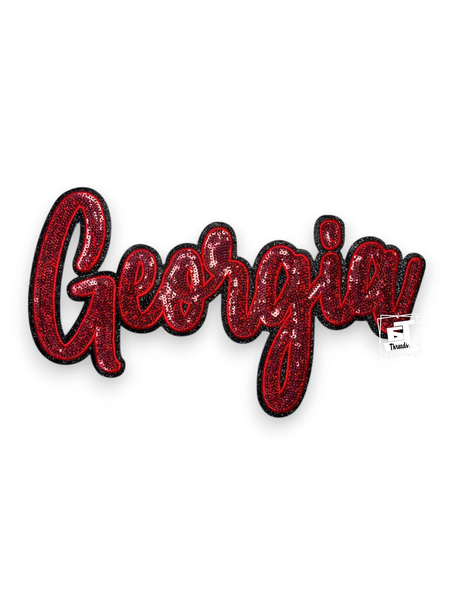 Red Cursive Sequin Georgia....Patches Only
