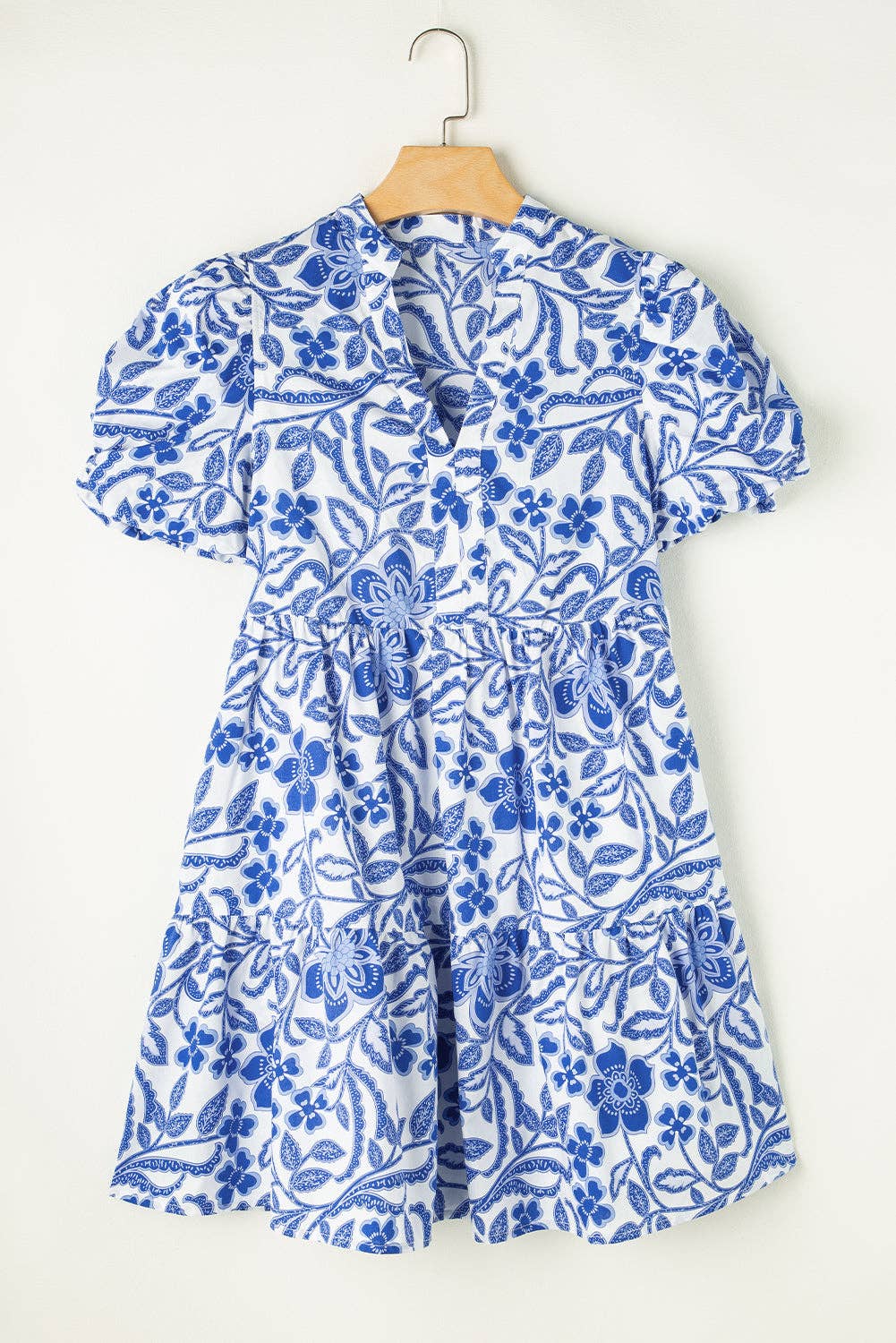 Floral Puff Sleeve Tiered Dress