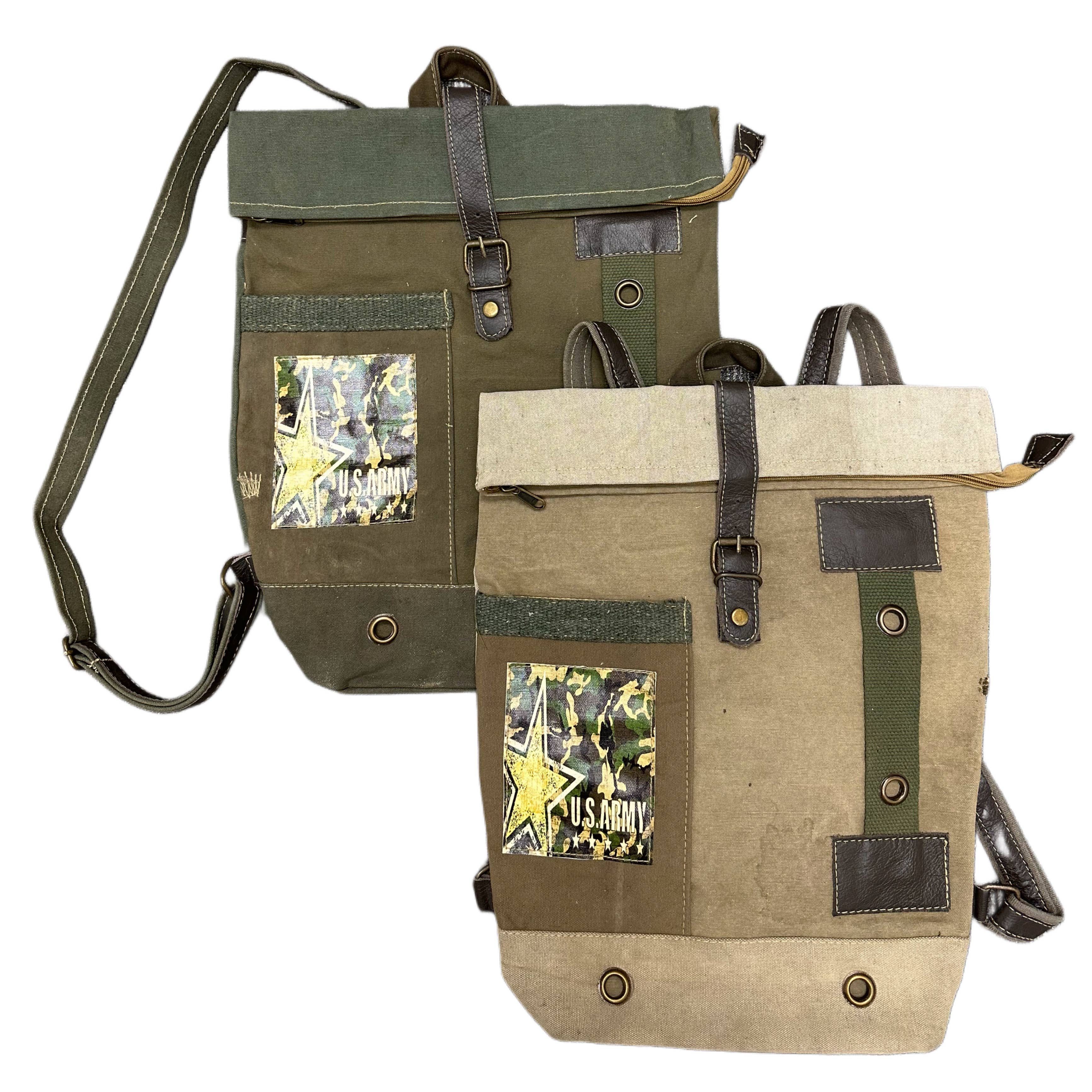 Recycled Military Tent Backpack - US ARMY