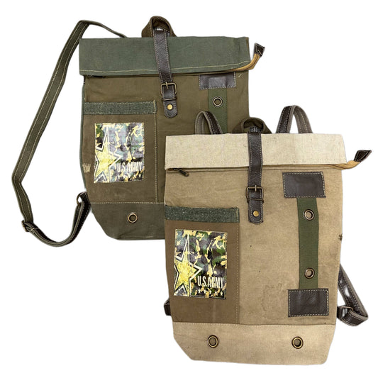 Recycled Military Tent Backpack - US ARMY