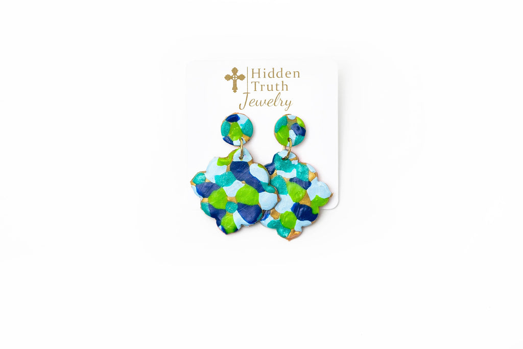 Multi-Blues Confetti Dangles