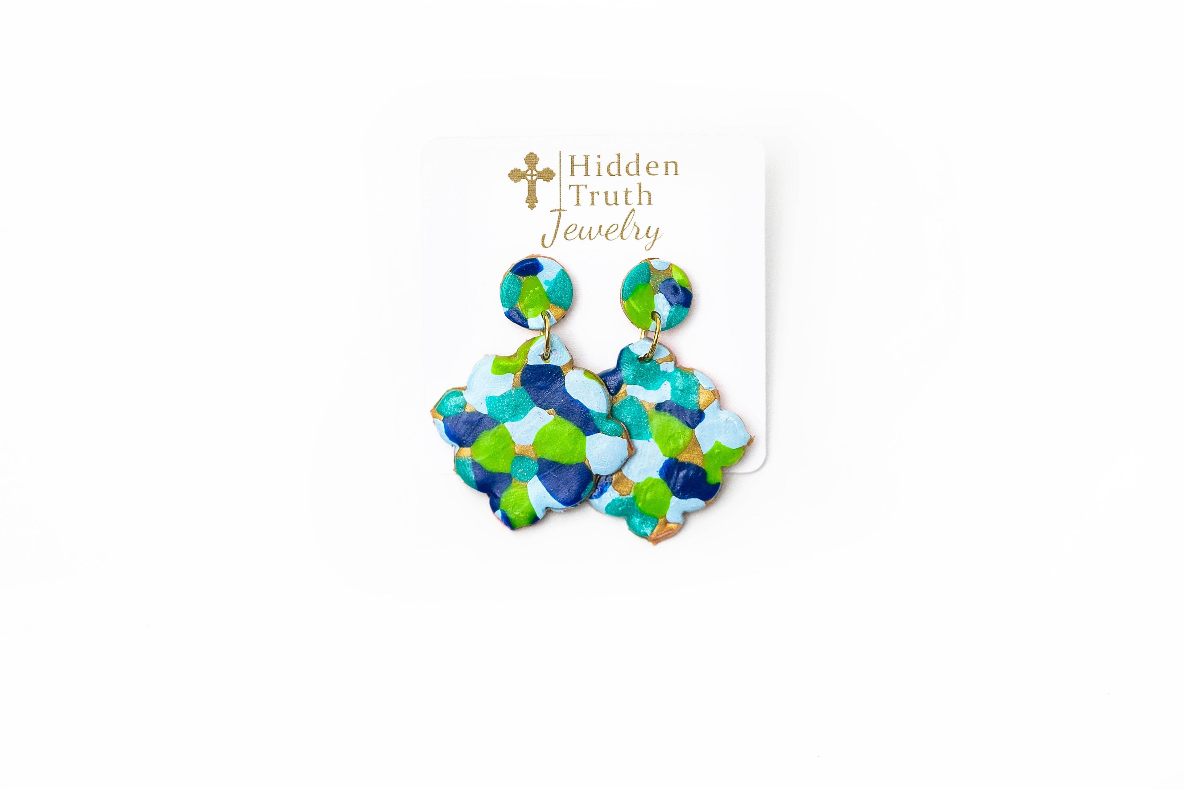 Multi-Blues Confetti Dangles