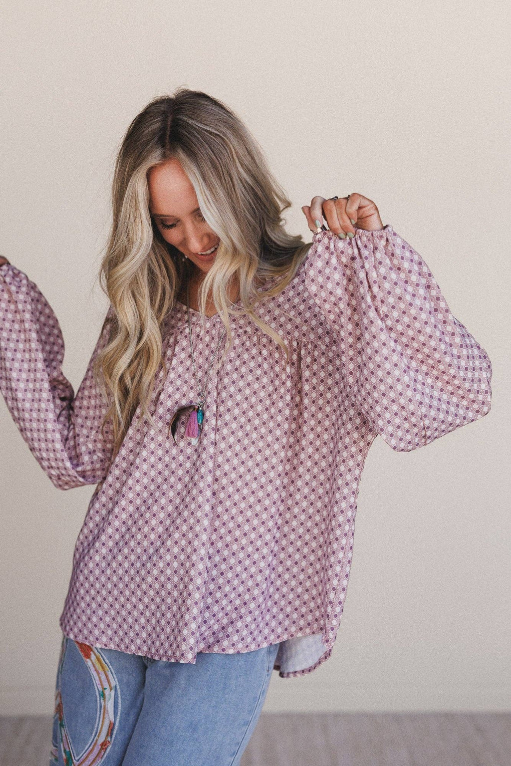 Kendrix Printed Top - Burgundy