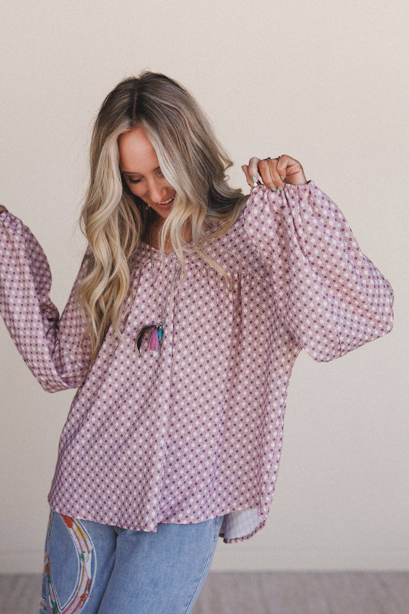 Kendrix Printed Top - Burgundy