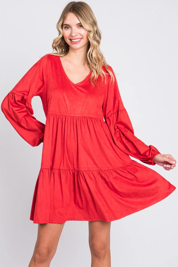 Riley Suede Tiered Holiday Dress