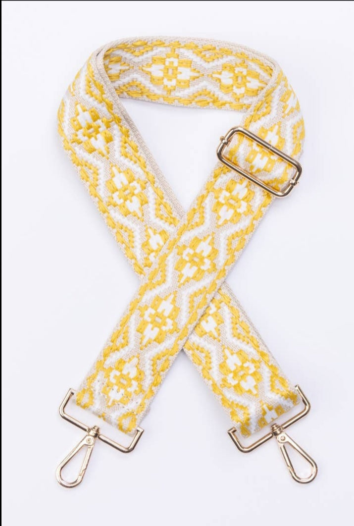 Guitar Strap, Yellow/White