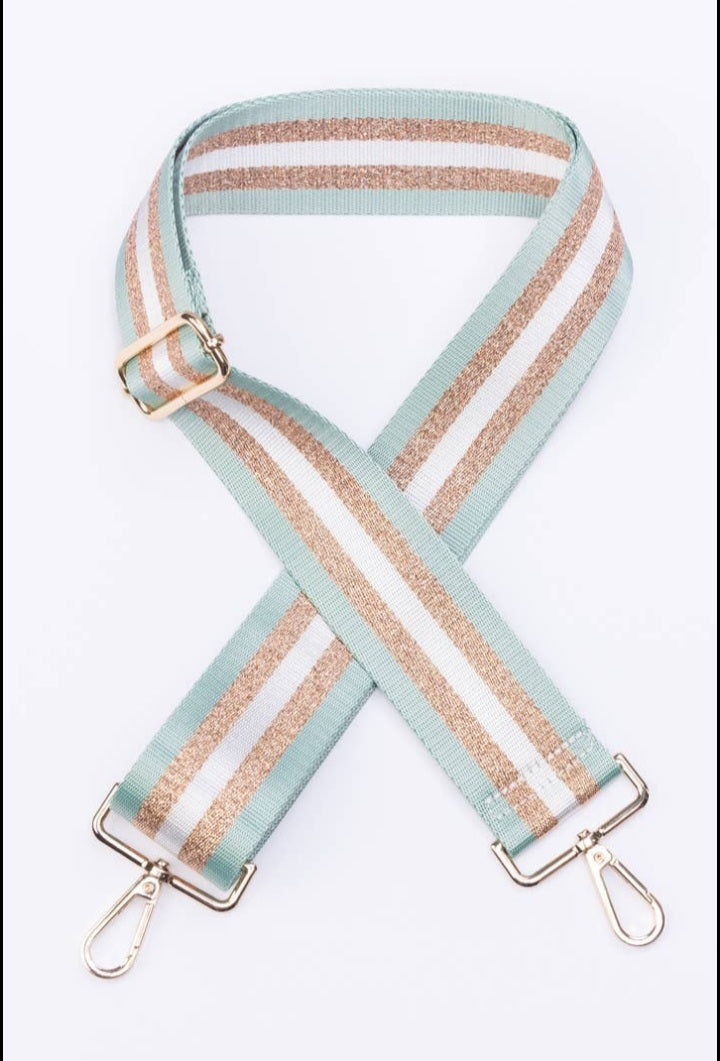 Guitar Strap -  Mint, White, Gold