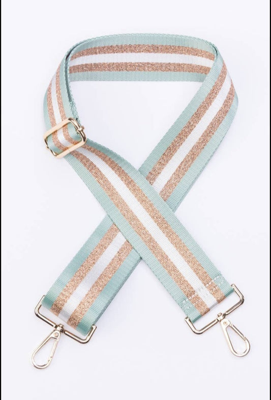 Guitar Strap -  Mint, White, Gold