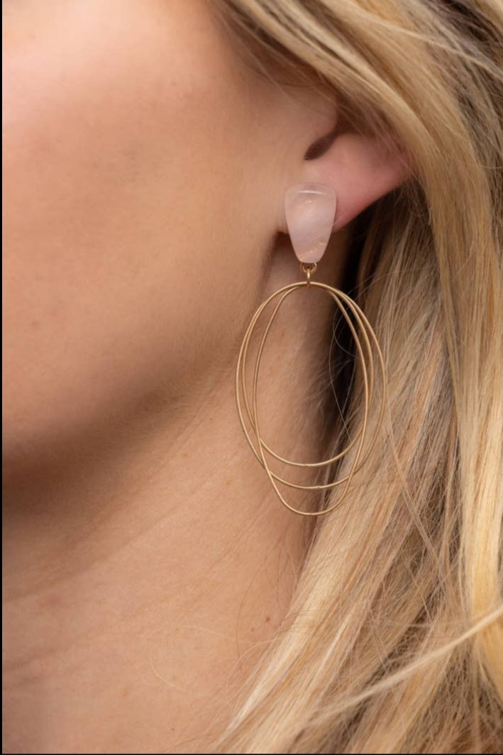 Stone 3 Layer Earrings, Blush