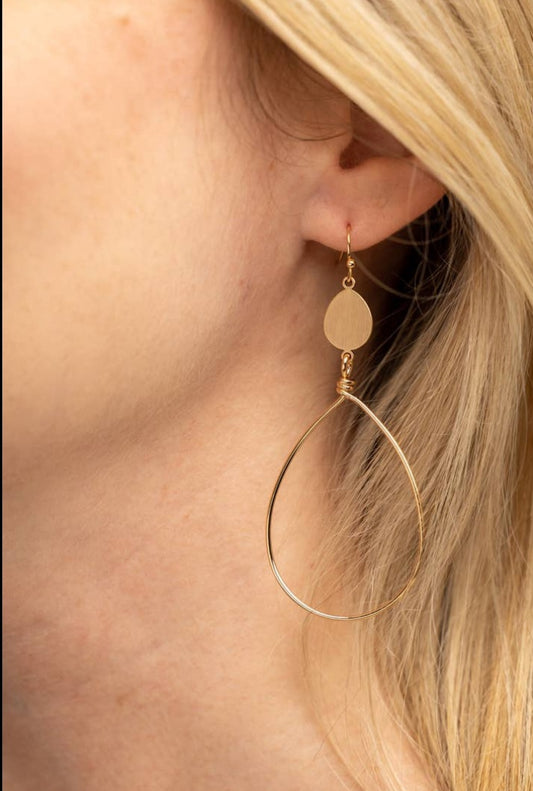 Satin Teardrop Earrings, Gold