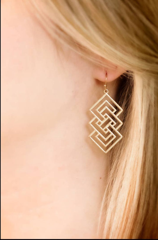 Geometric Earrings, Gold