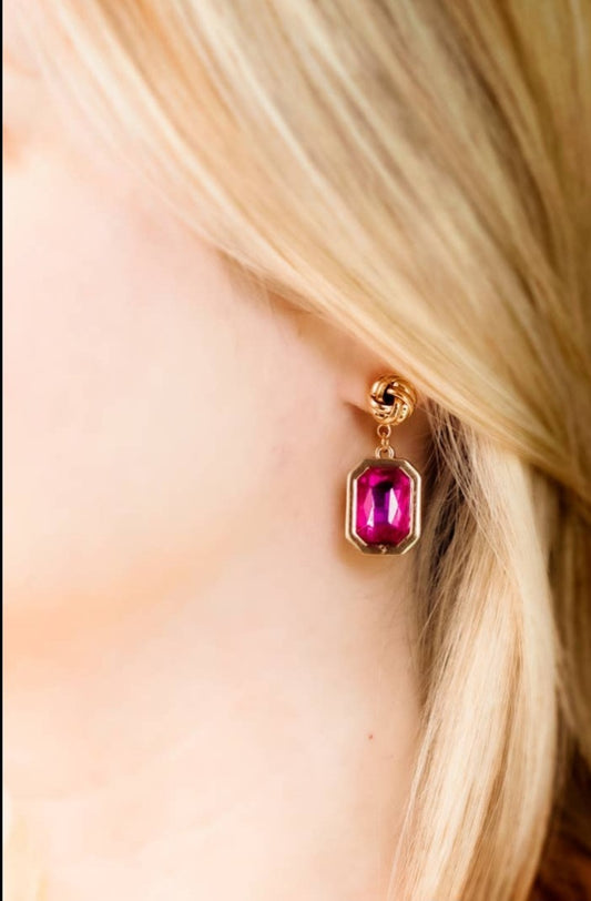 Gemstone Earrings, Pink