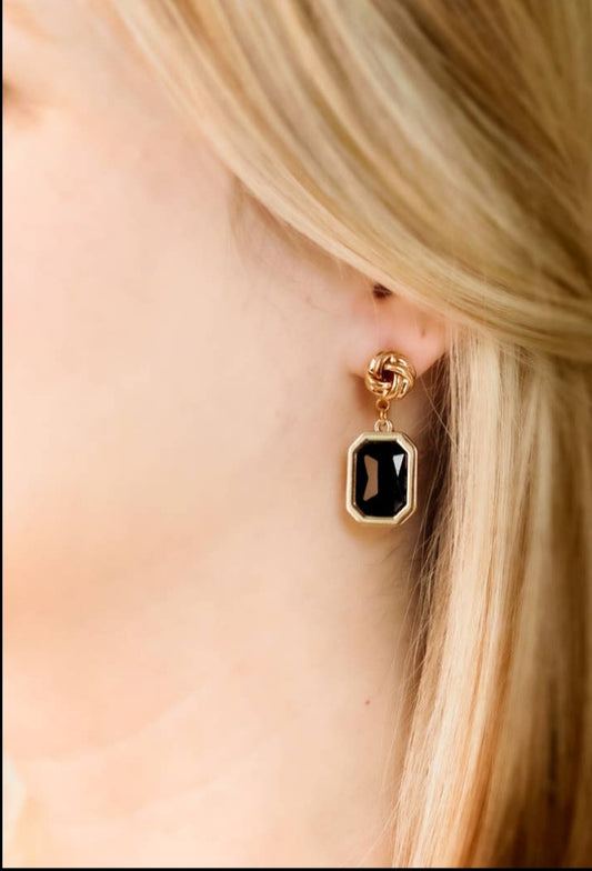 Gemstone Earrings, Black