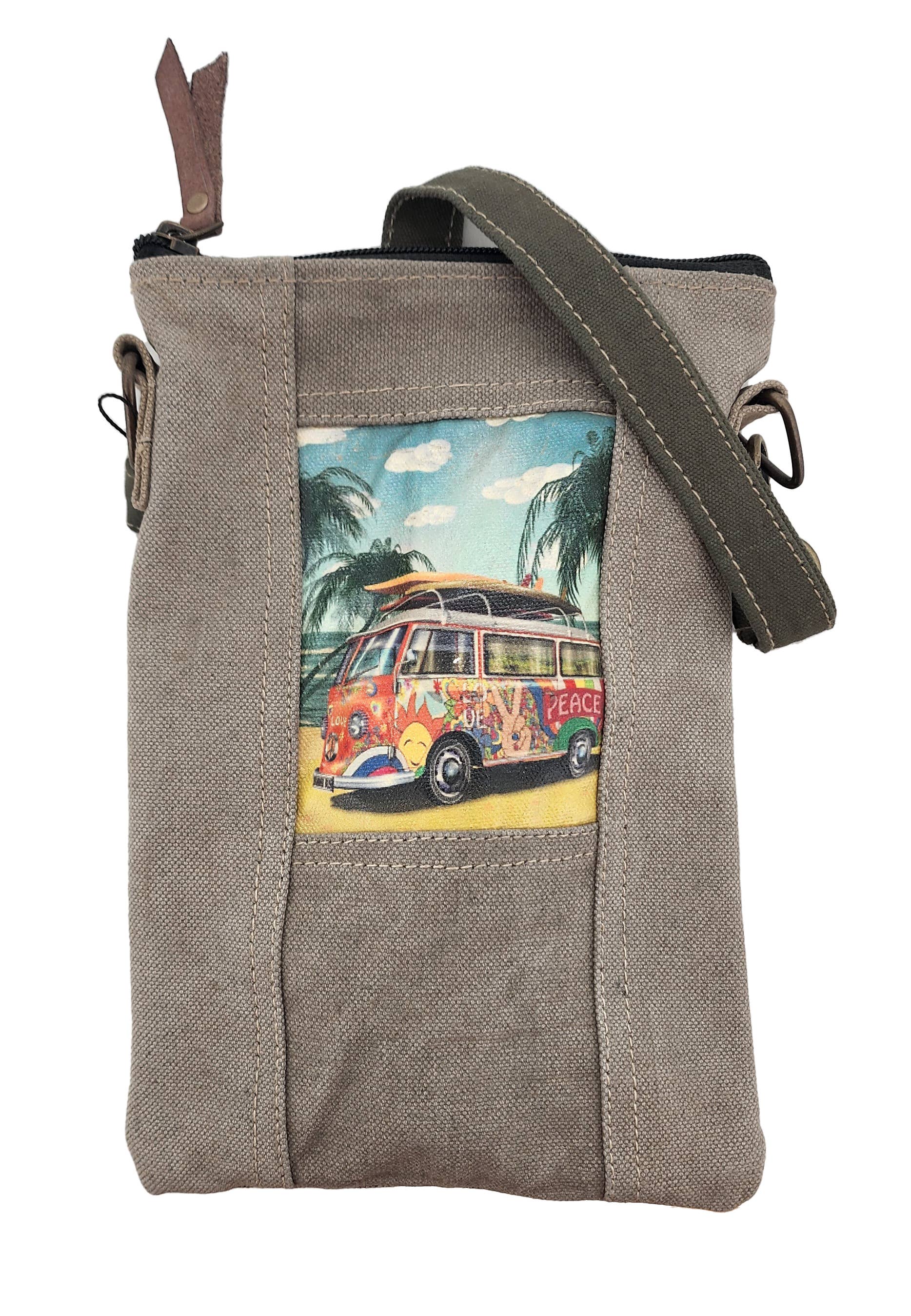 Beach Bus Recycled Tent Small Crossbody