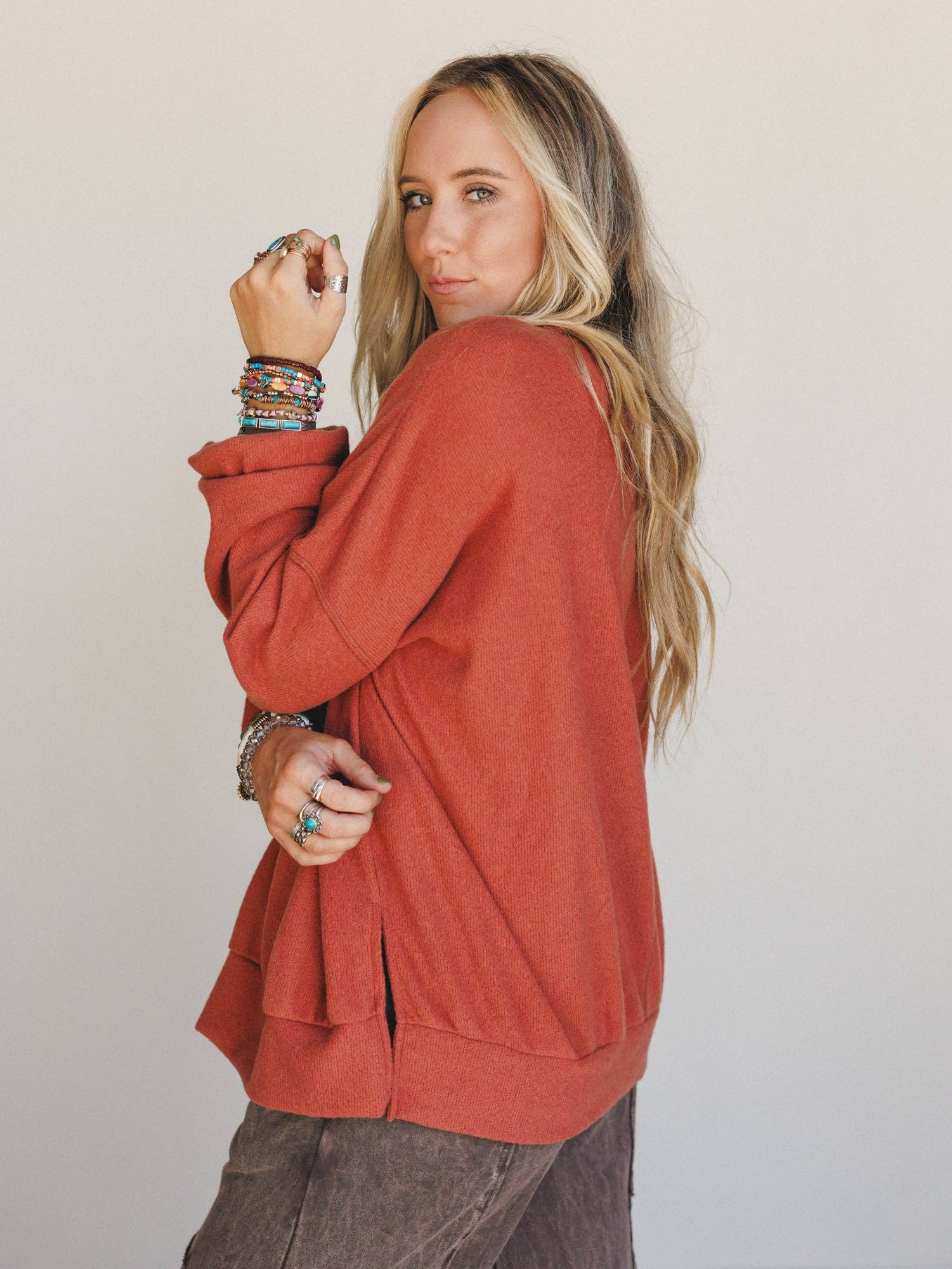 Brayden Oversized Pullover - Rust