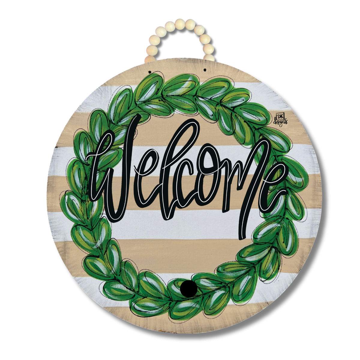 DK Tan Wreath 23 Inch with room for mini "Welcome"