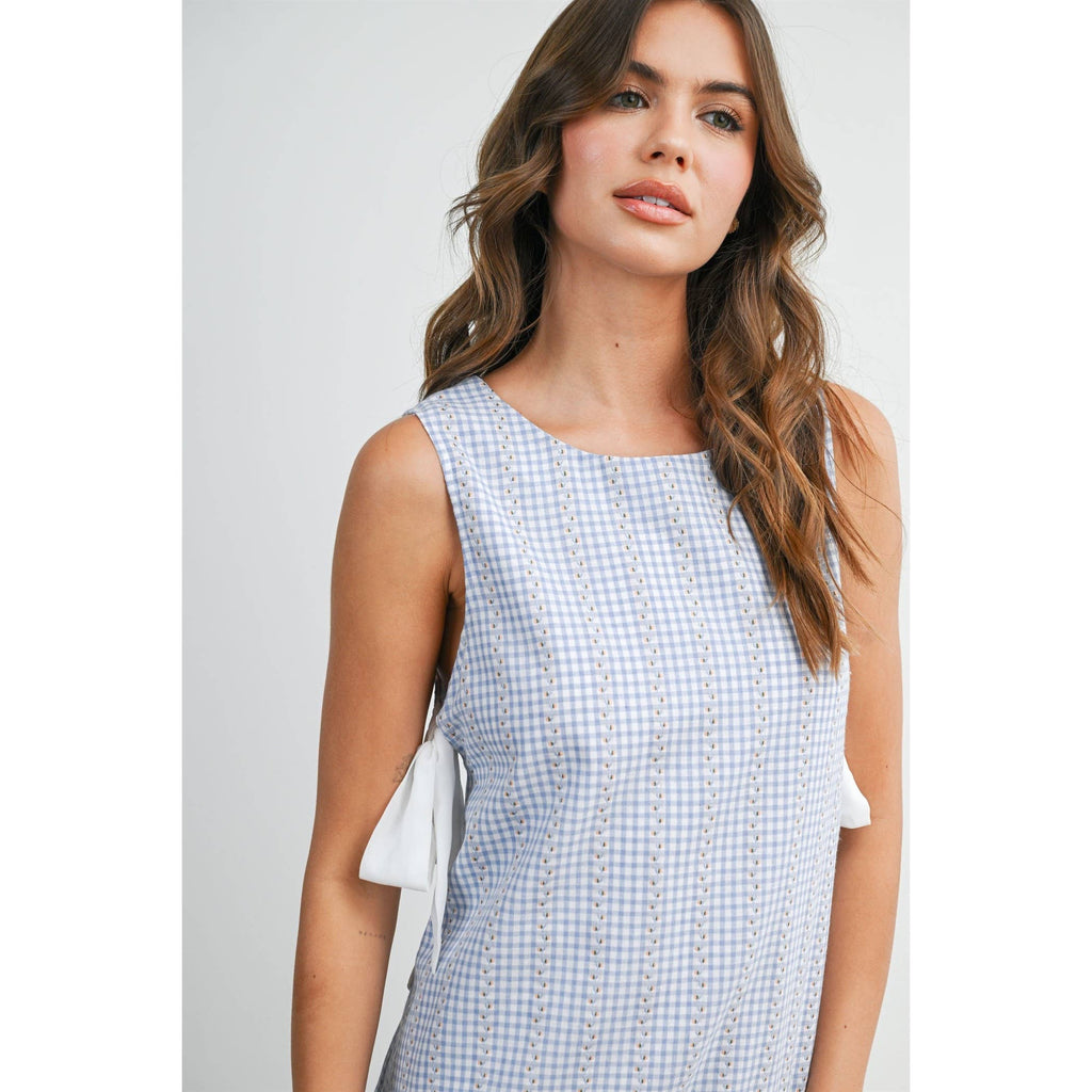 Side-Tie Gingham Flounce Dress - BMD8202