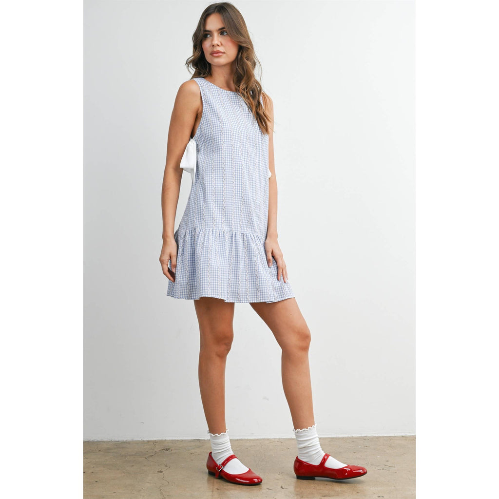 Side-Tie Gingham Flounce Dress - BMD8202