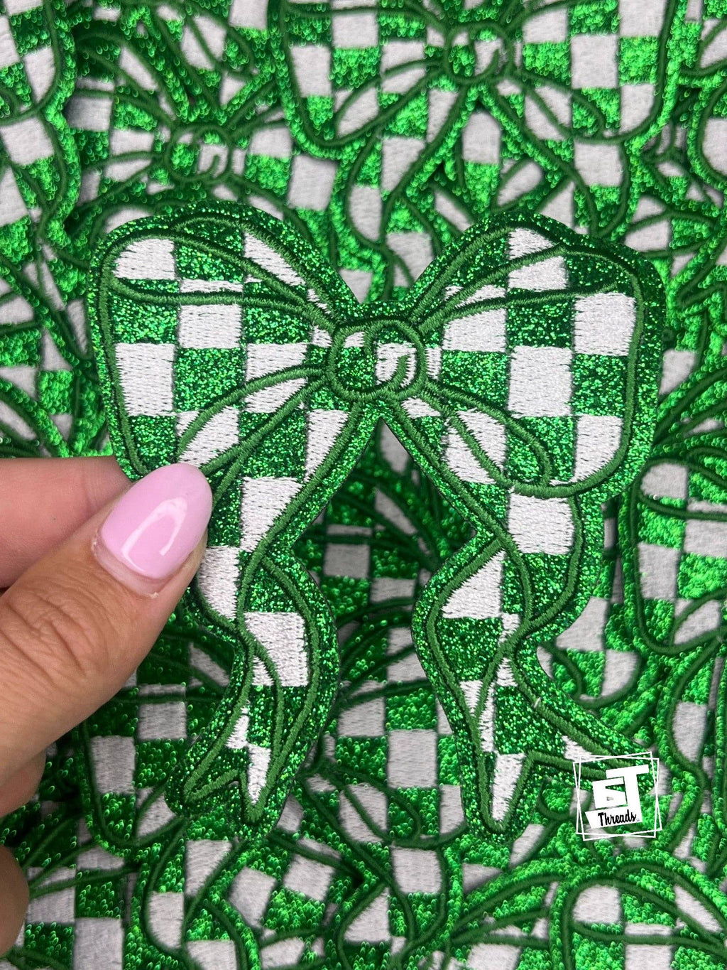 Glitter Checkered Bows...Cap Patch