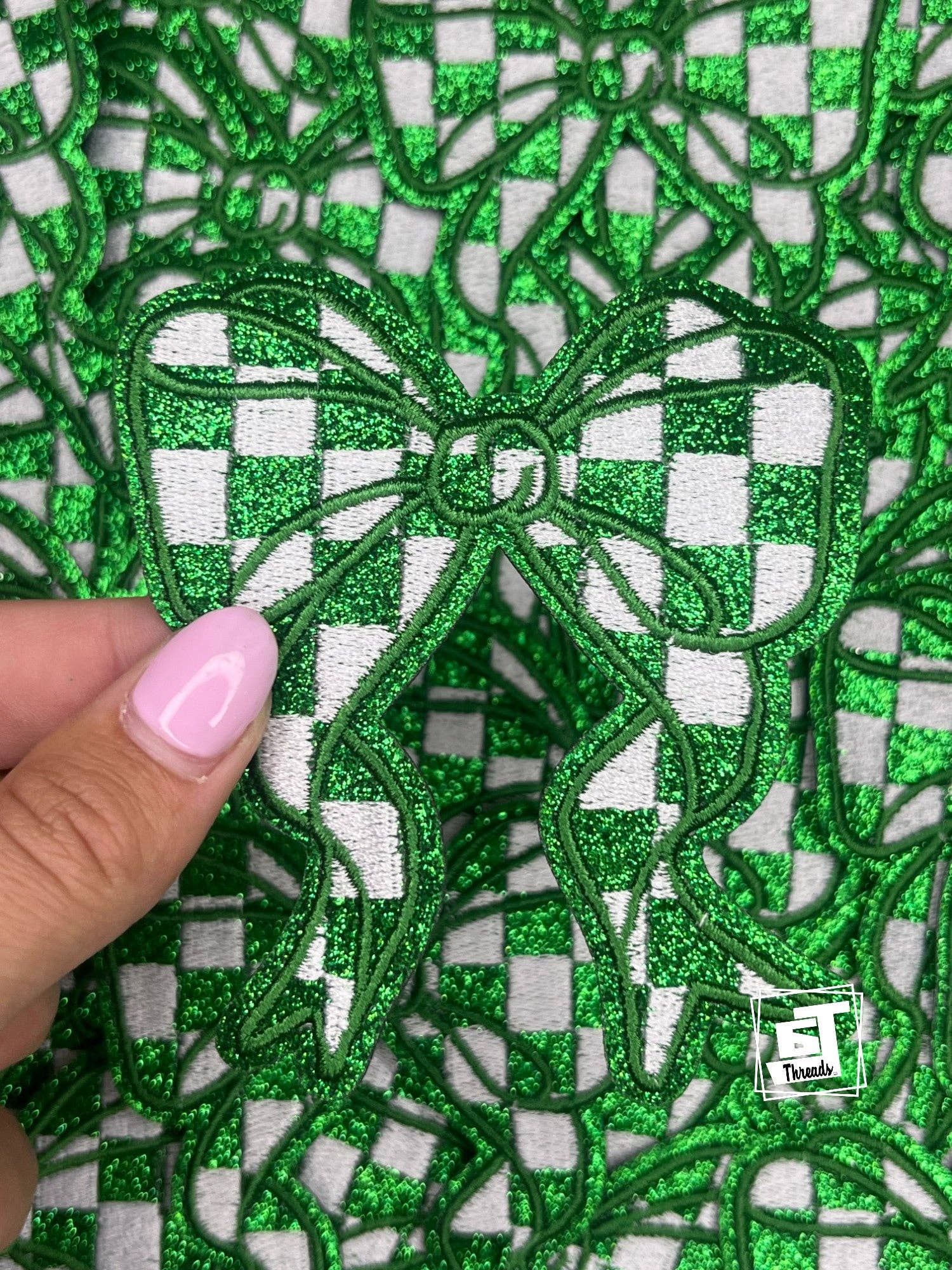 Glitter Checkered Bows...Cap Patch