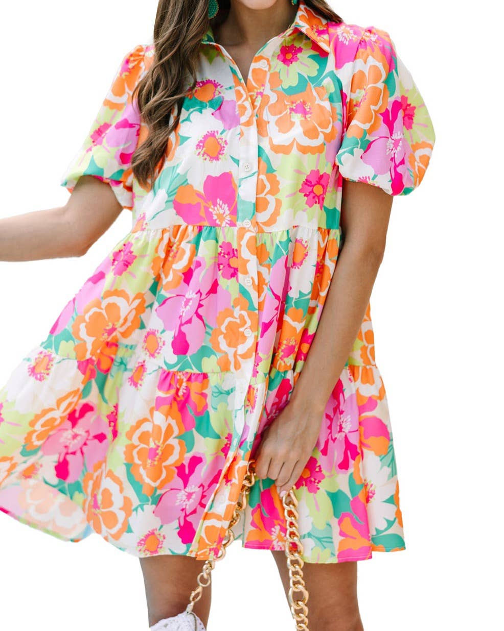 Floral Puff Sleeve Babydoll Dress