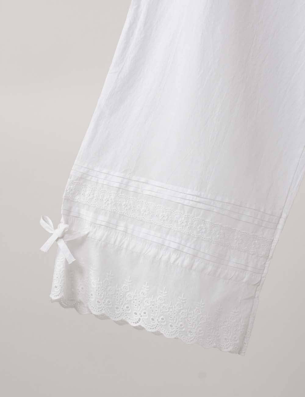 Ladies Solid Color Elastic Waist Eyelet Drawstring Bloomer Pants