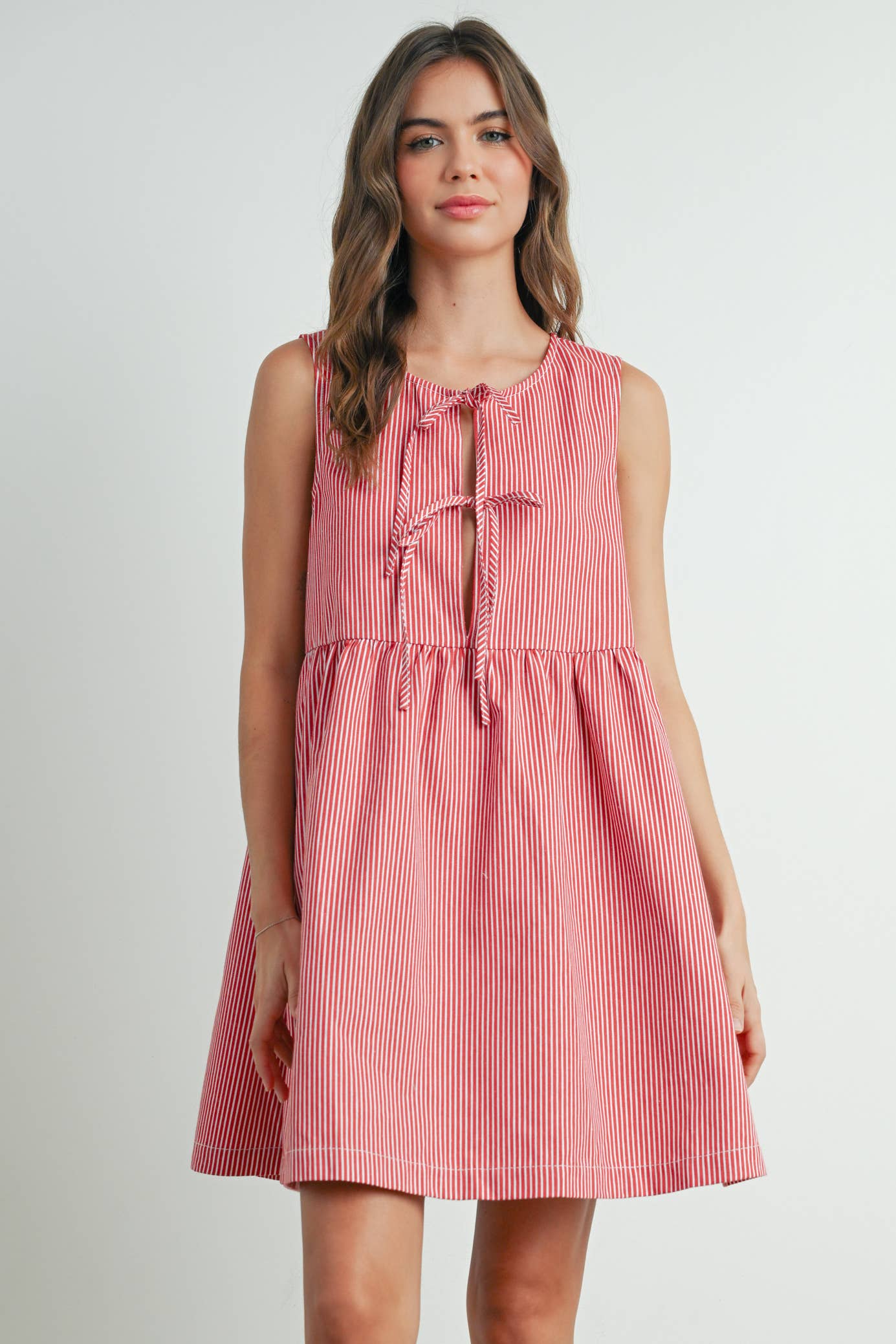 Mini Red Stripe Bowknot Dress - BMD7605