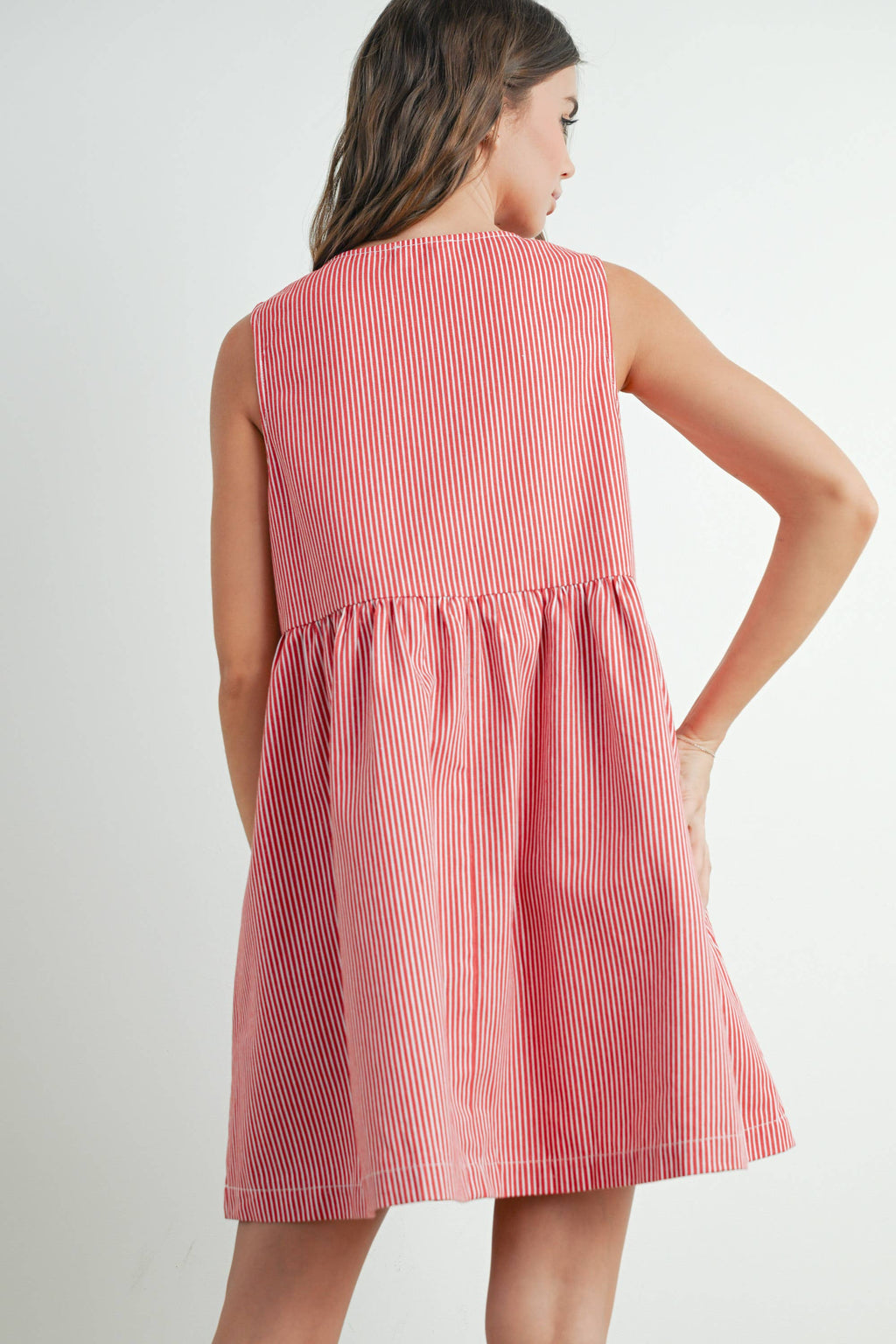 Mini Red Stripe Bowknot Dress - BMD7605
