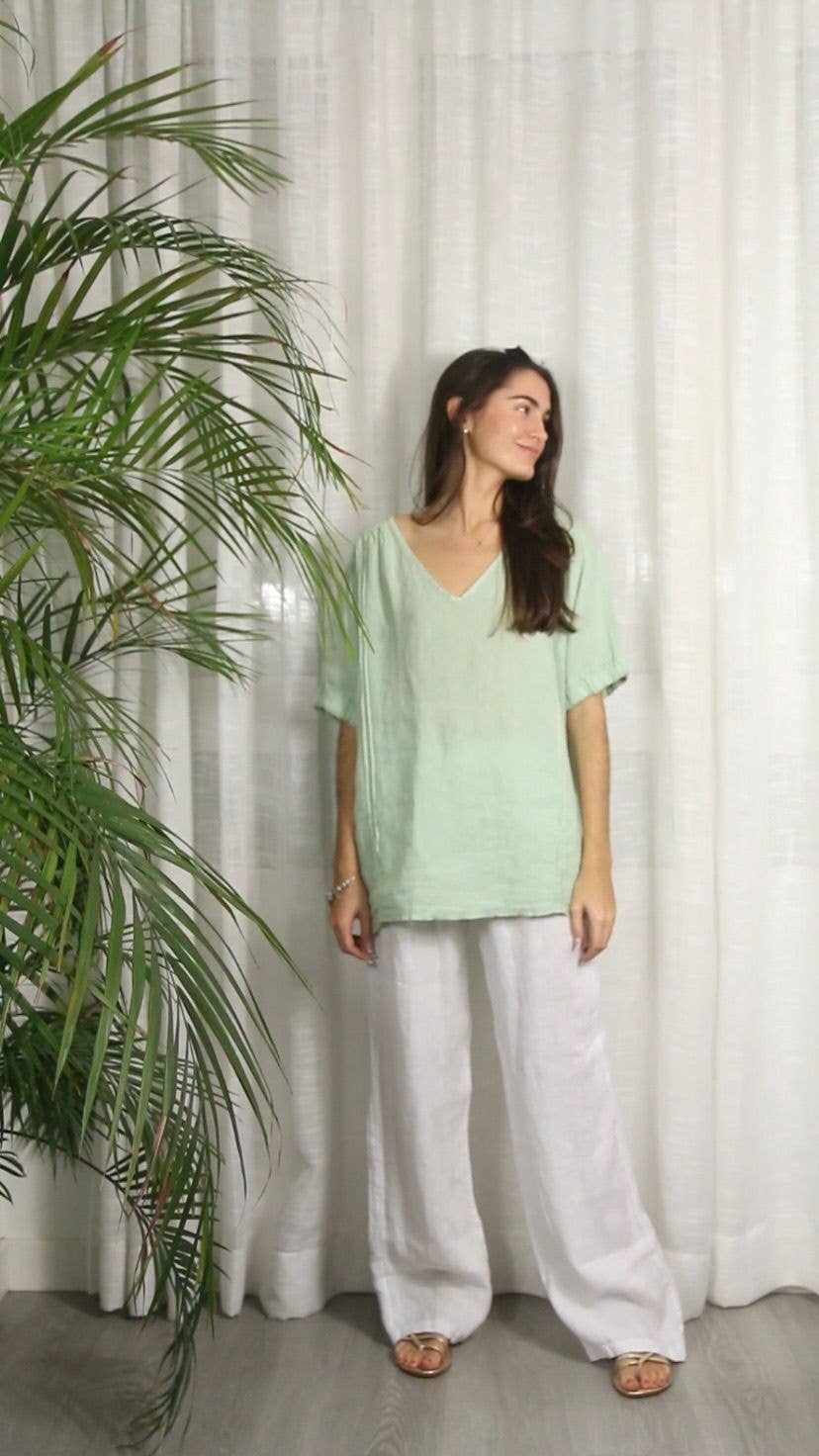 REF 17551 BLOUSE ELASTIC SLEEVE 100% LINEN