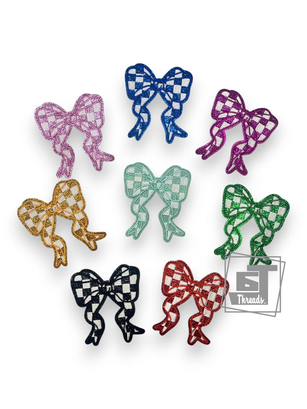 Glitter Checkered Bows...Cap Patch
