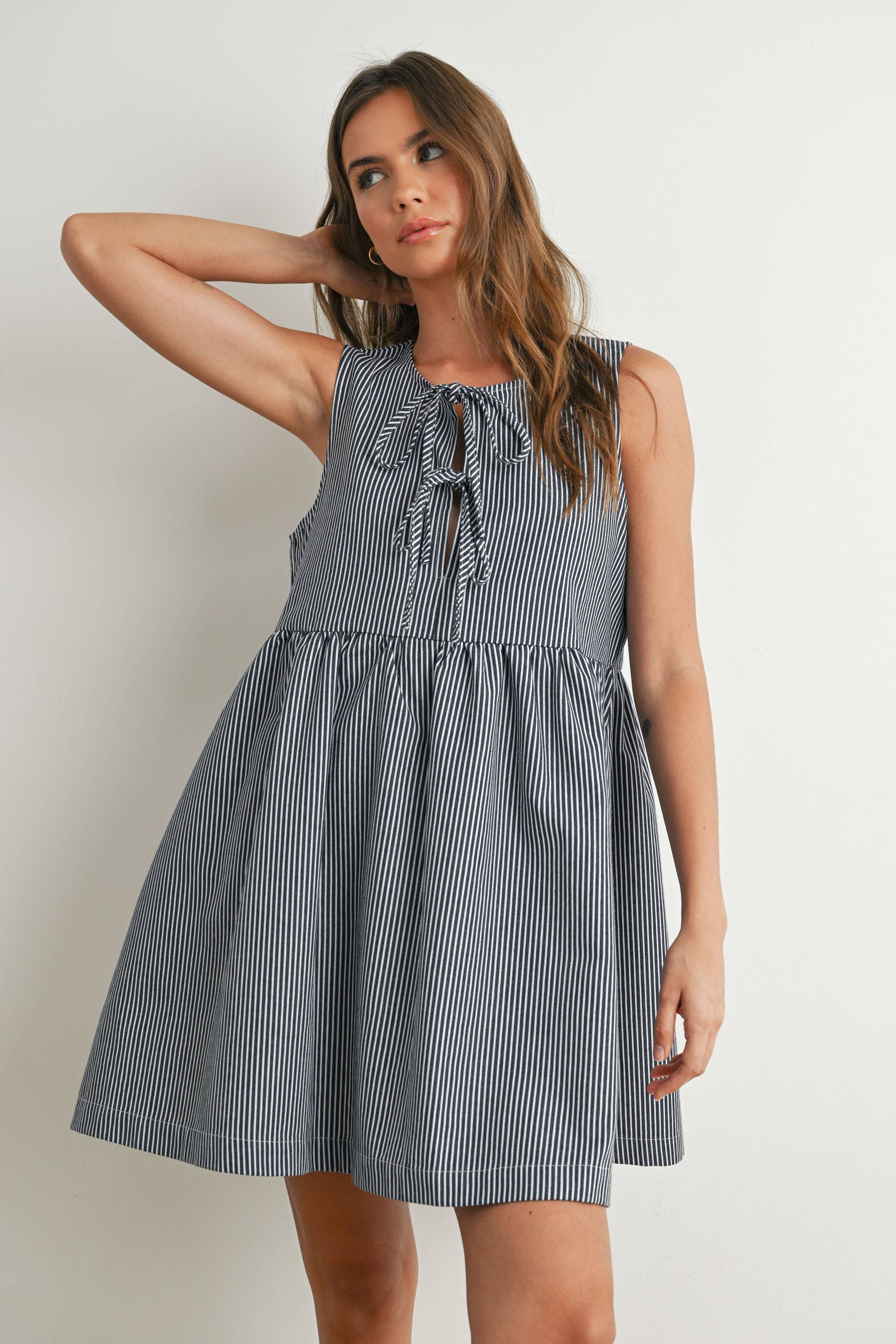 Mini Red Stripe Bowknot Dress - BMD7605